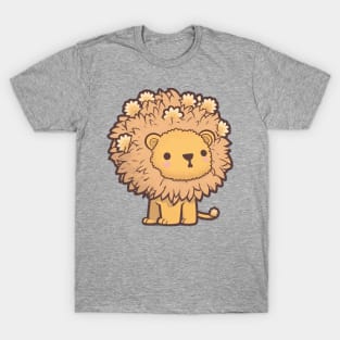 Afro Mini Wild Lion with leaves in his hair T-Shirt